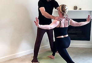 Stepson helps stepmom perfectly directions yoga increased by stretches her pussy