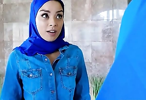 Petite muslim girl gets twat drilled by two dopey movers