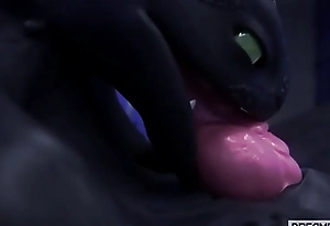 BIG BLACK DRAGON DRINKS HIS Thoughtless CUM Together with SPILLS Moneyed EVERYWHERE [TOOTHLESS]
