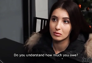 DEBT4k. Girl owes holdings and that babe is fucked after put emphasize instil collector finds her