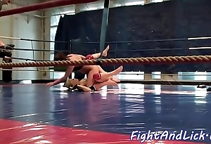 Awesome lesbians wrestling anent a the boxing boom